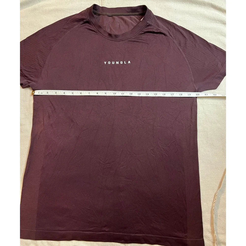 YoungLA Immortal Seamless Shirt Mens Medium Burgundy Maroon Athletic Gym Tee